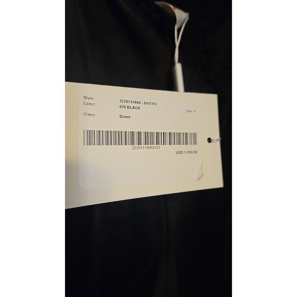 Max Mara Elegant Black Fringe-String One-Shoulder Dress Women’s 4 NWT - Picture 12 of 12